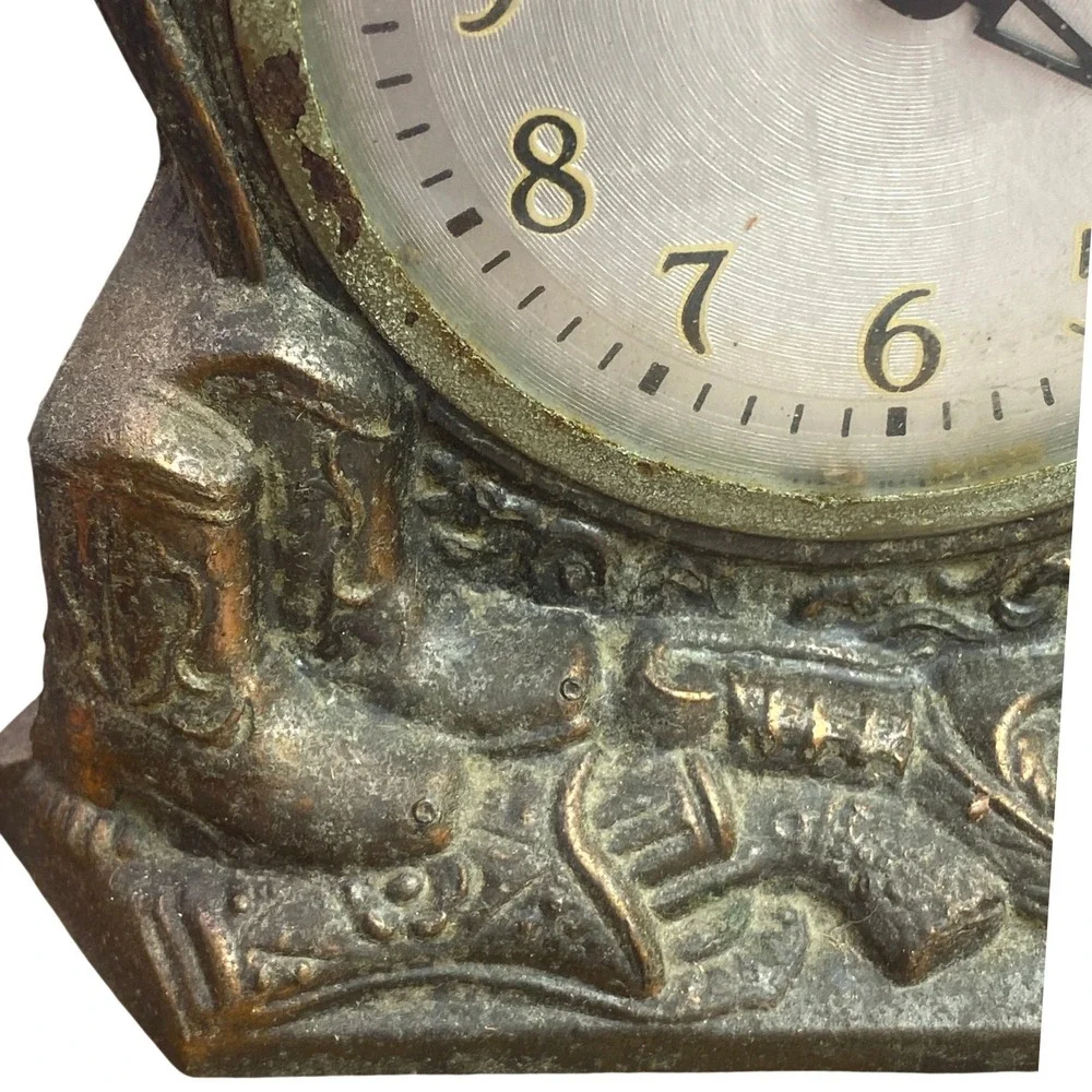 Vintage Galter Products Co Spartus Mantel Clock Electric Horse‎ Country Western